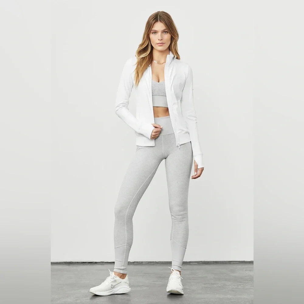 ALO Yoga Light Gray Ribbed V-Neck Bralette